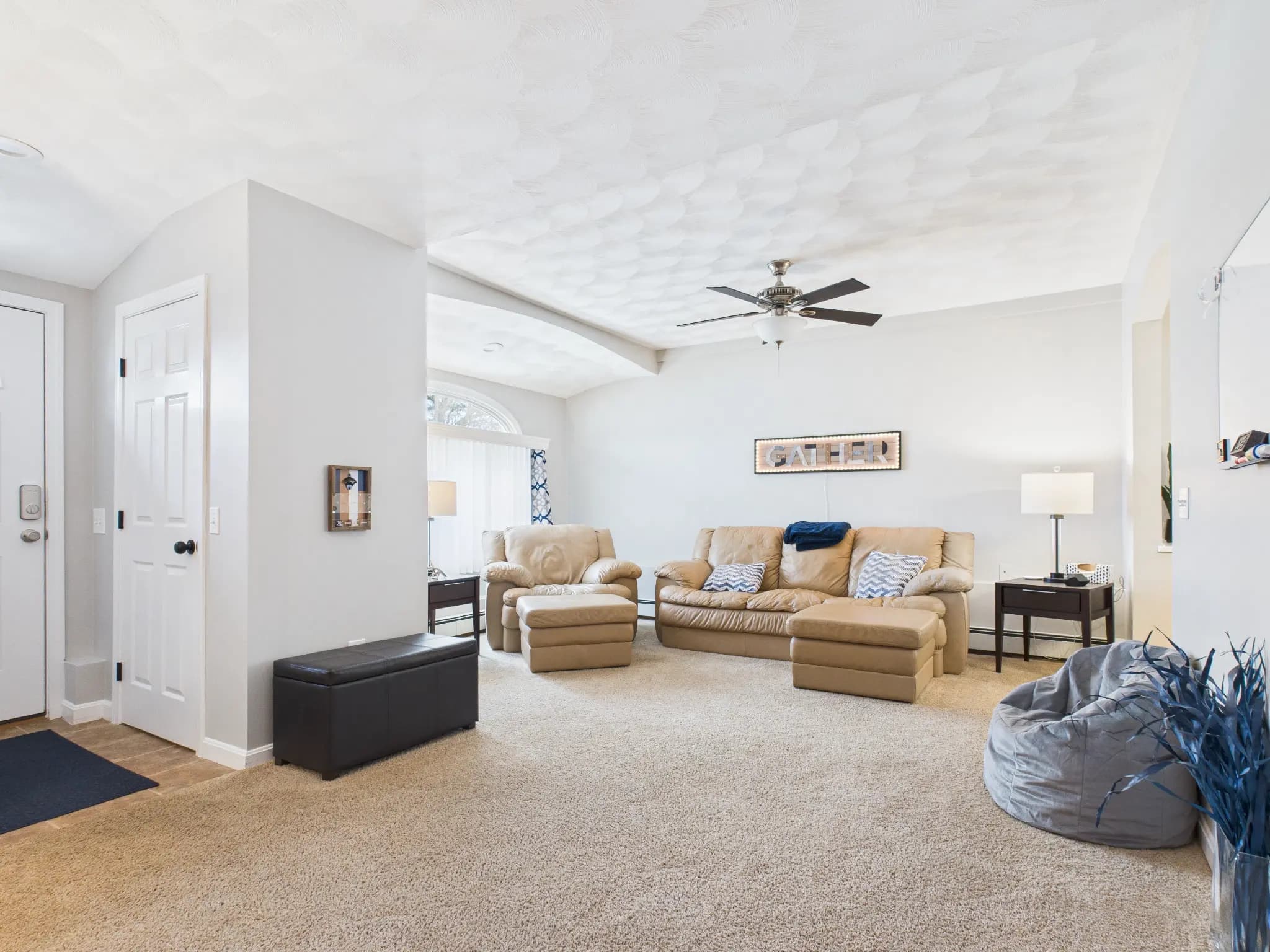 Finished lower-level living room photography sample