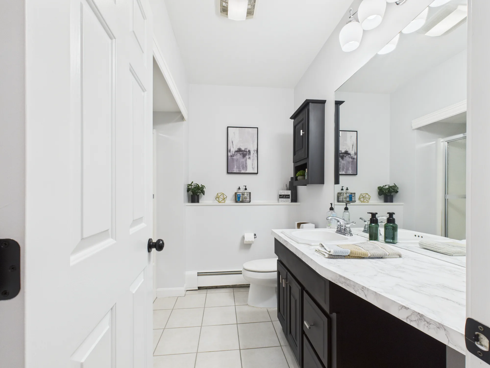 Lower-level bathroom listing photography sample
