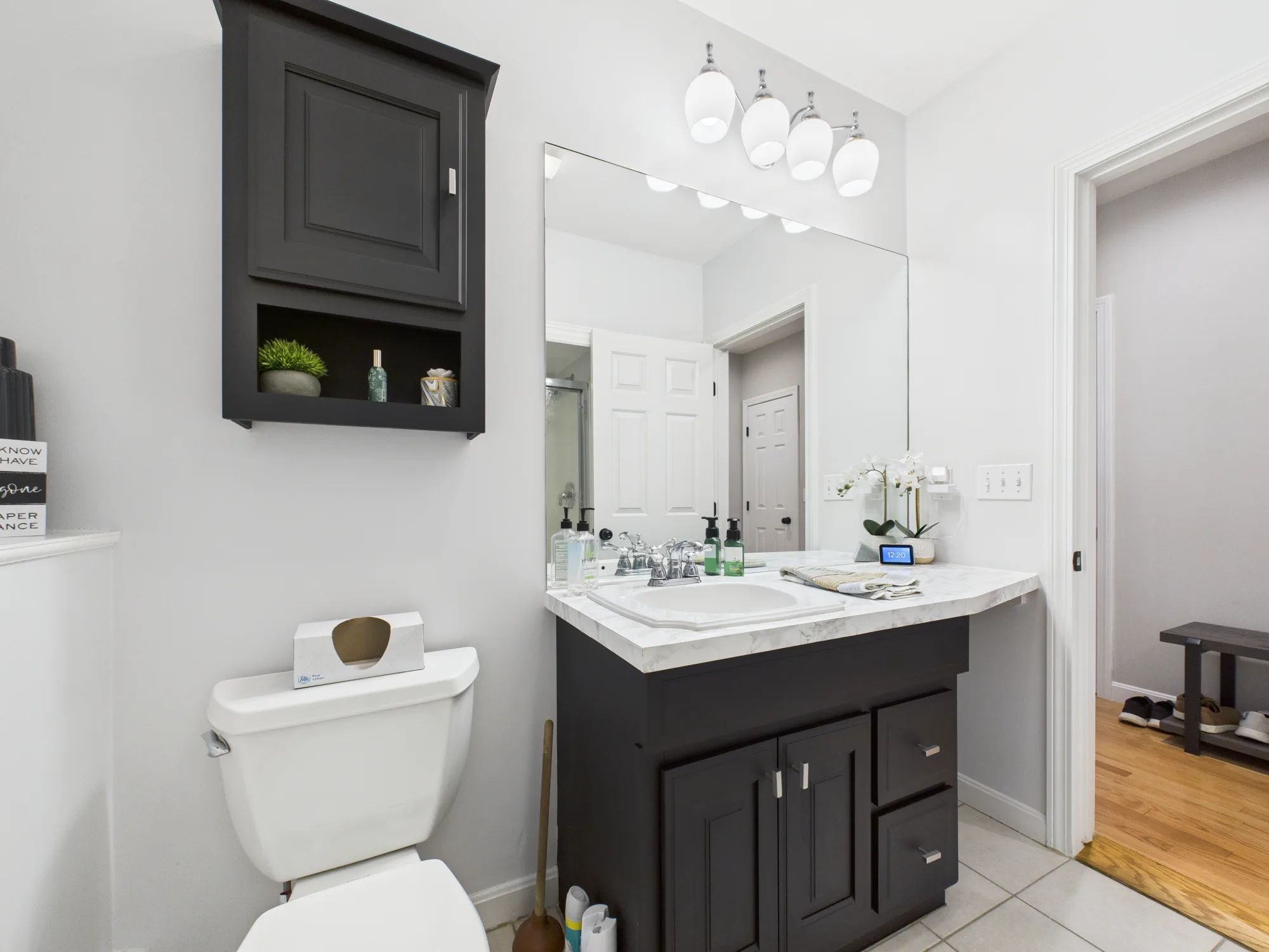 Lower-level vanity real estate photography sample